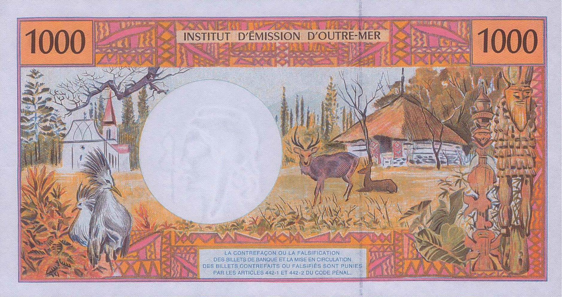 French Pacific Territories 1000 1992 UNC P-2/i